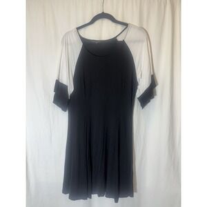 Sz‎ Large AMARYLLIS Women's Tunic Dress Scoop Neck Black White Medium HH11